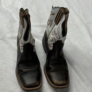 Ariat Black and White Kids Western Pull-On Boots